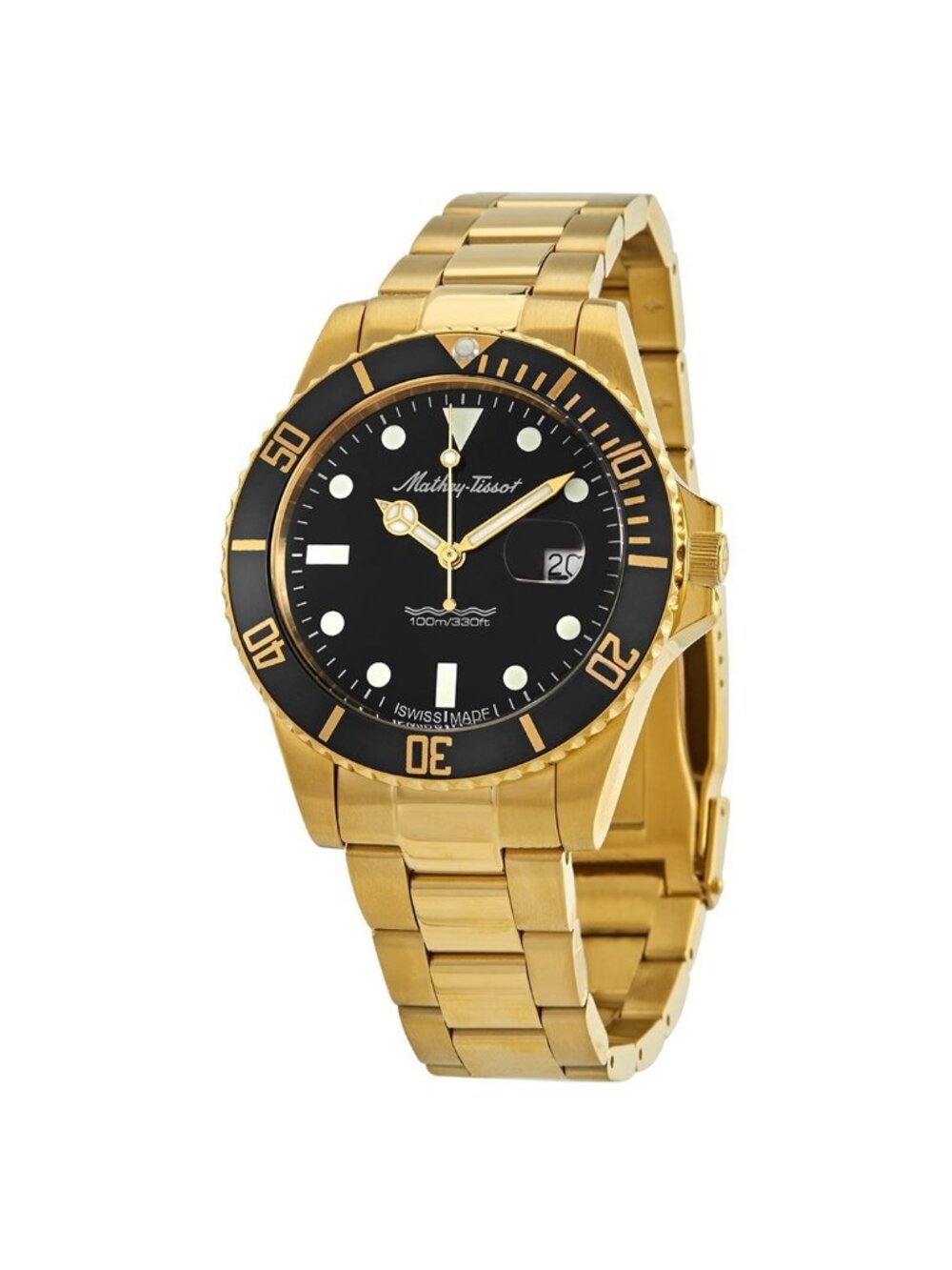 NWT Mathey-Tissot Mathy Vintage Quartz 42mm Black Dial Men's Watch